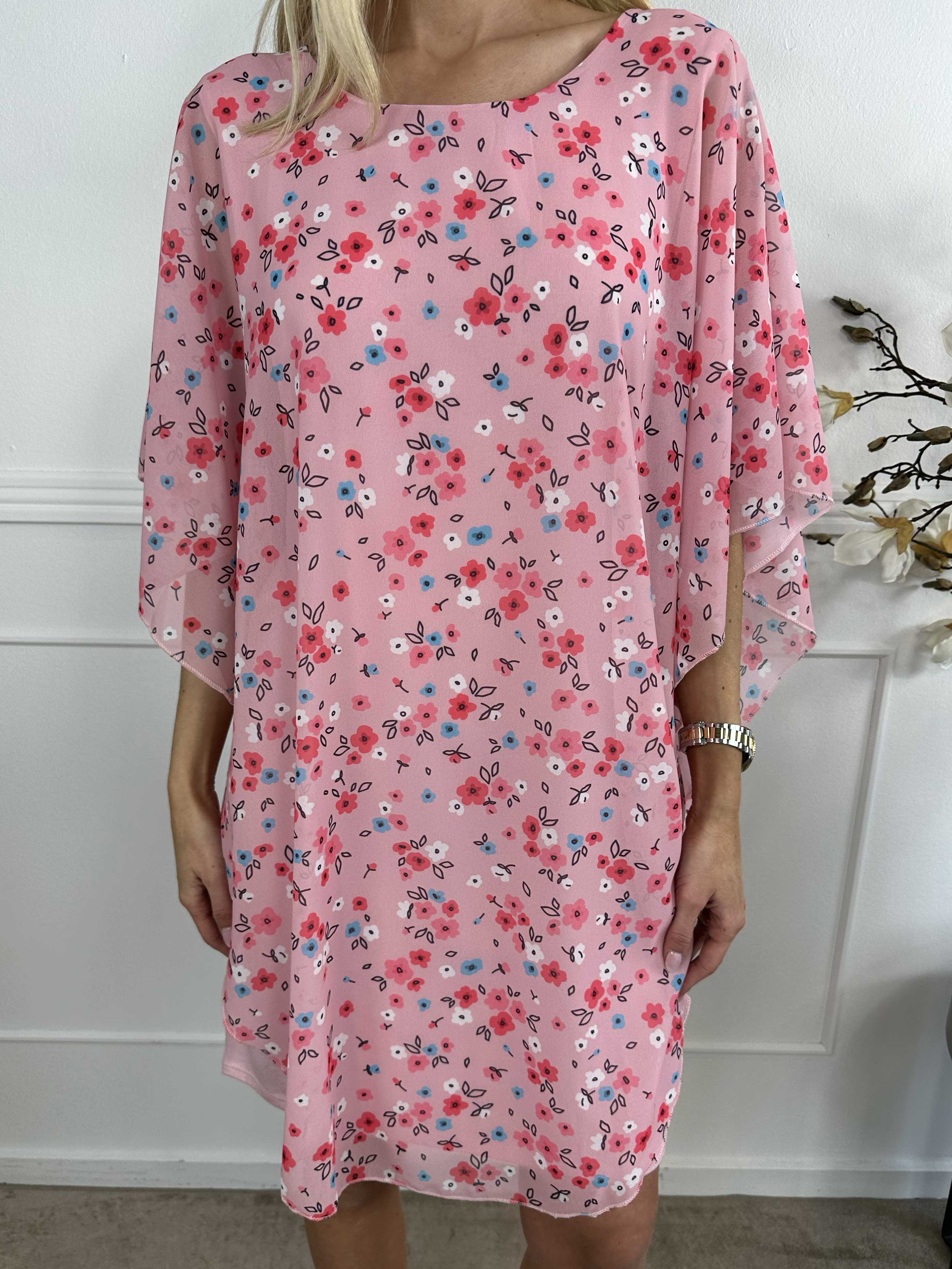 Kenya Small Flower - Tunikaklänning i chiffong med blommönster